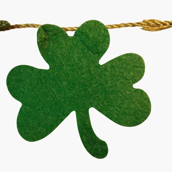 Lucky St Patricks Day Garland 38 In Green Glitter Shamrocks Luck of Irish - Picture 12 of 12